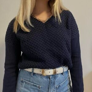 liz claiborne navy v neck sweater